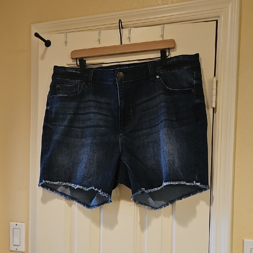 Celebrity Pink Blue Jean Shorts Raw Edge